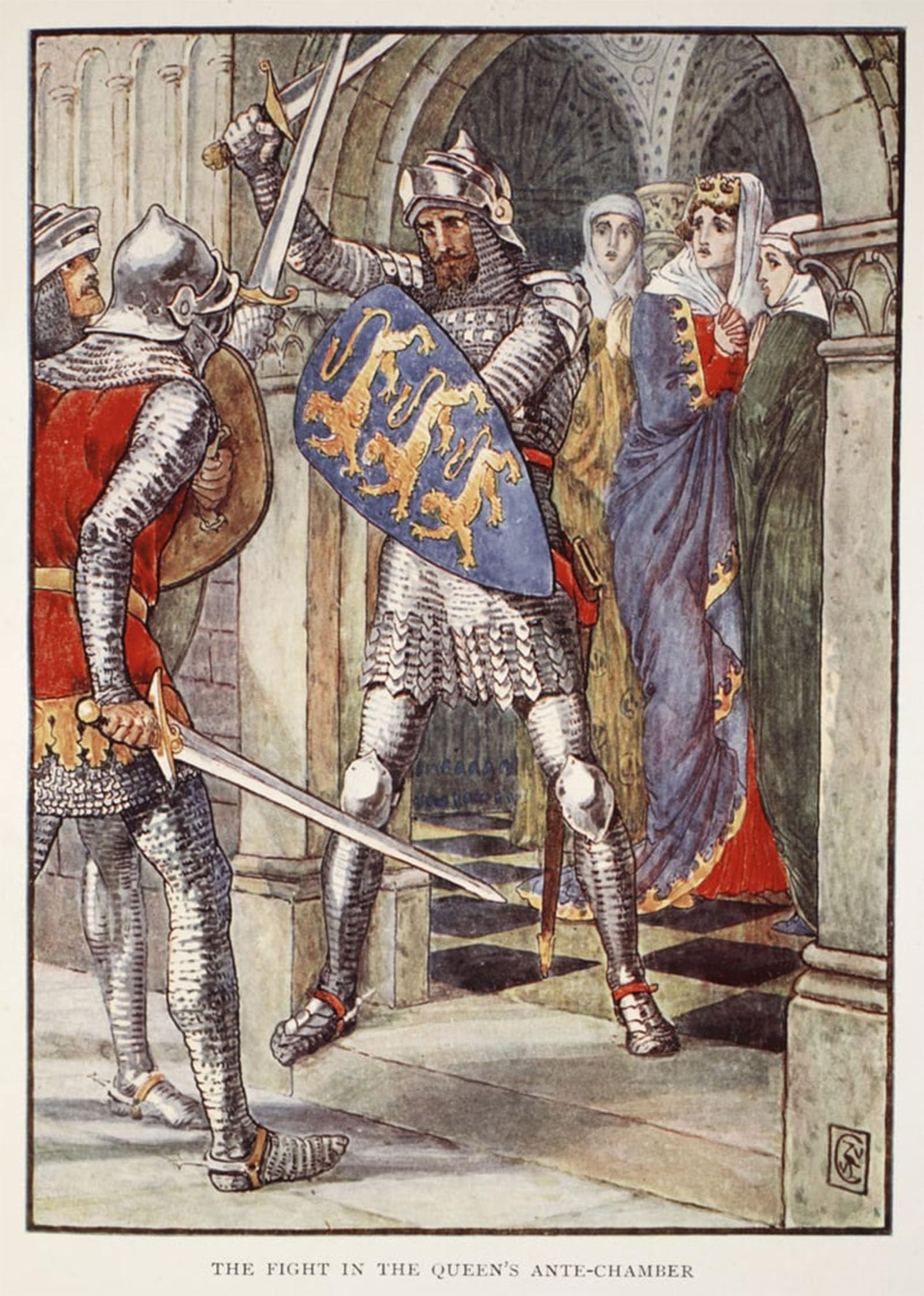 ARTXLXXBN Famous Prints Artwork Pictures Poster Painting Art the Fight in the Queen's Ante chamber by Walter Crane Artwork Landscape Pictures for Home Decor 60x90cm
