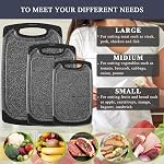 Cutting Boards for Kitchen, Plastic Chopping Board Set of 3 with Non-Slip Feet, Juice Grooves, Easy Grip Handle, BPA Free, Non-Porous, Dishwasher Safe, Multiple Sizes (Black，Grind Function)