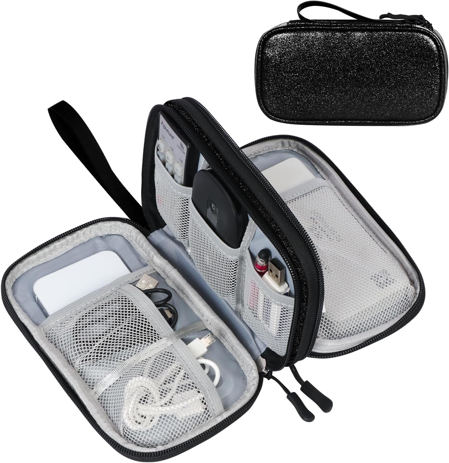 Simpolor Travel Cable Organiser Bag,Double Layer Tech Pouch for Charger,Lightweight Carry Case Travel Essentials Gadget Bags for Business Trip,Office & Daily Use,Accessories Storage Cable Bag
