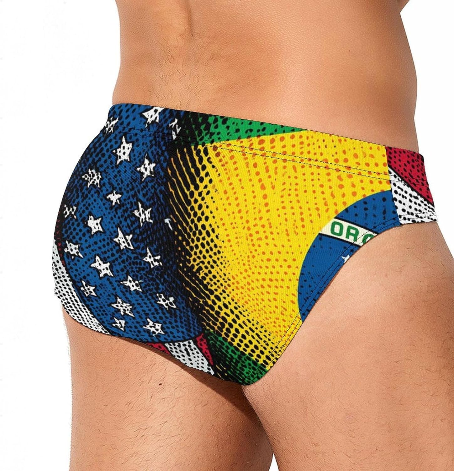 USA and Brazilian Flags Print Men's Swimsuit Brief Sexy Bikini Briefs Retro Printed Swimwear Quick Dry Swimming Trunks XX-Large (xx_l)