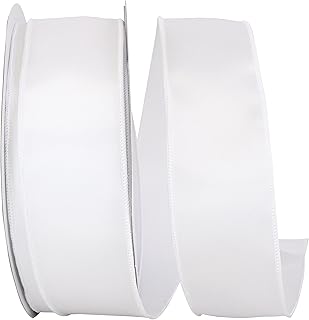 Reliant Ribbon 92575W-030-40K Satin Value Wired Edge Ribbon, 2-1/2 Inch X 50 Yards, White