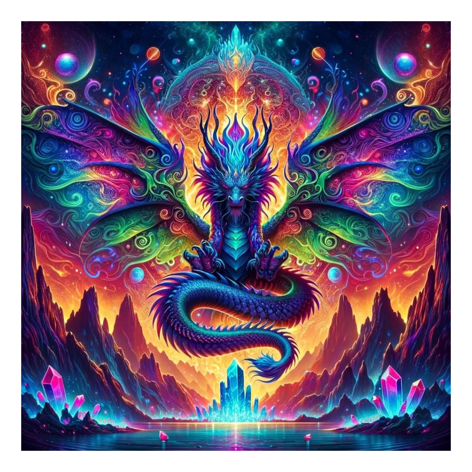 Aicomeon Dragon Diamond Art Kits Adults, 5D Diamond Painting kit for Beginner, DIY Round Full Drill Crystal Gem Art, Home Wall Decor Gifts,12x12 Inch