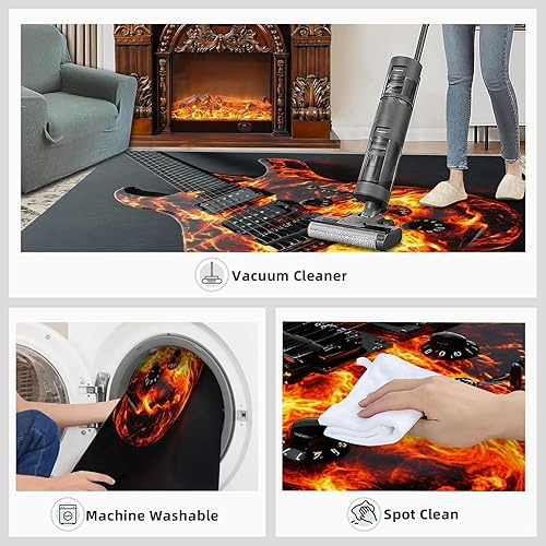 Miniatura 117 de Alfombra de instrumentos musicales – Alfombras de 4 x 5 pies para sala de estar, alfombra de área musical, alfombra de área musical, alfombra