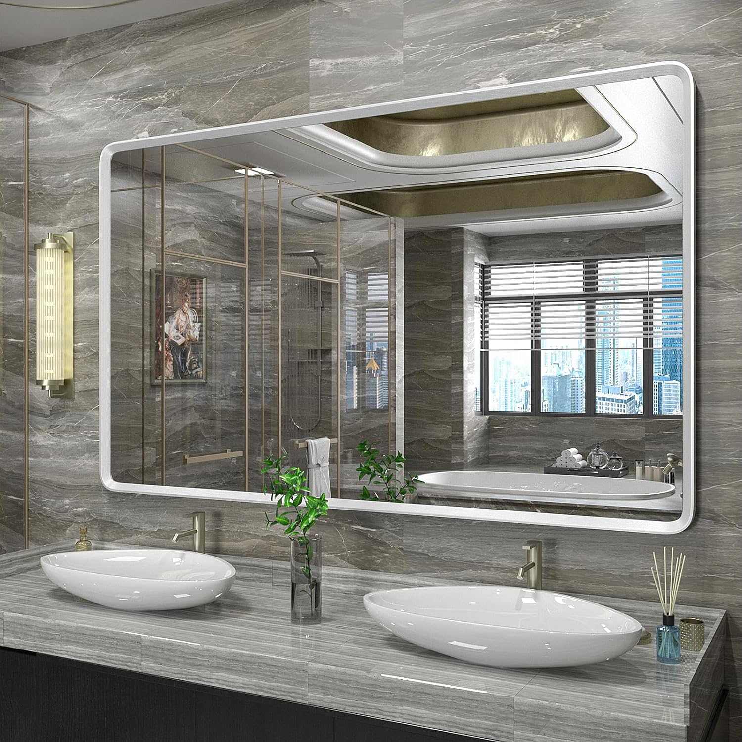 GOLOMO 60x36 Silver Mirror for Bathroom, Large Silver