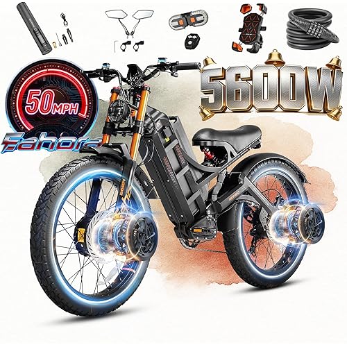 eAhora 2026 Romeo Pro 3 50MPH Electric Bike for Adults 5600W Dual Motor E Bike 60V/80Ah 250 Miles Long Range Electric Bicycle,26 * 4.0 Fat Tire Full Suspension Electric Mountain Bike Delivery Commute