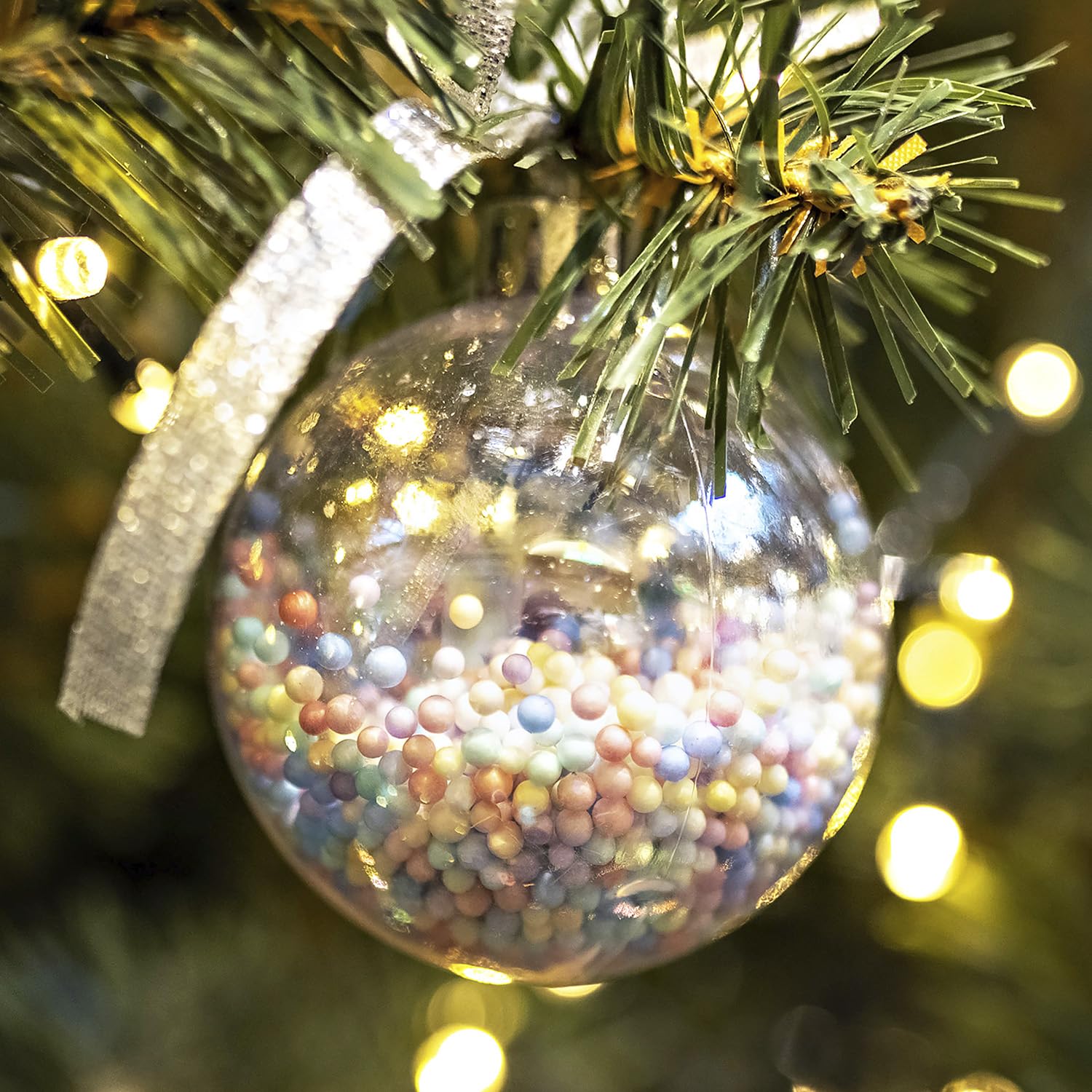 QWORK® 20 pièces Boules en Plastique Transparentes, Ø8 cm Boule de Noel, Boules en Plastique à remplir
