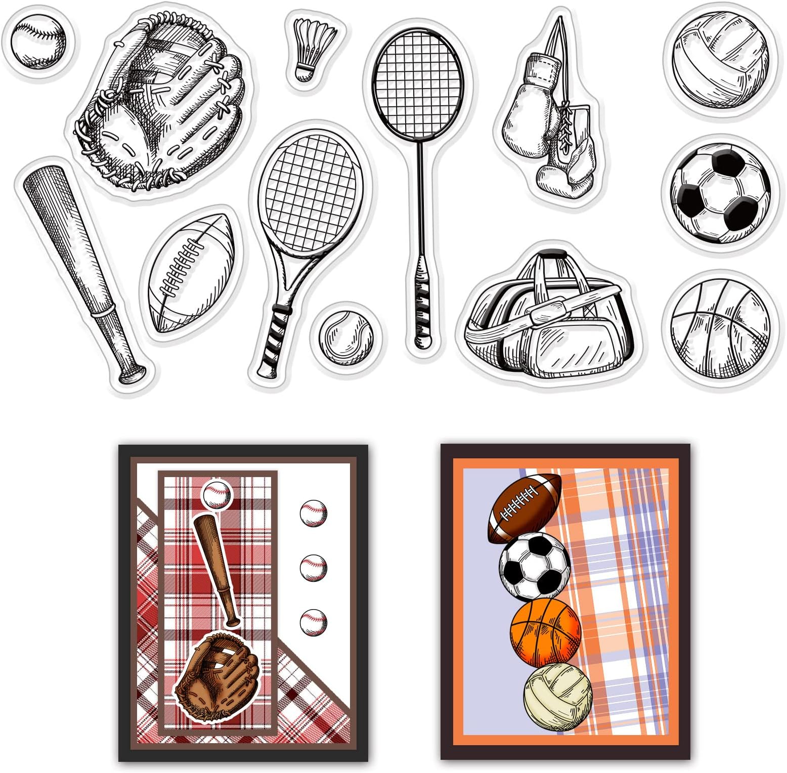 CRASPIRE Clear Silicone Stamps Sport Clear Stamps Vintage Transparent Silicone Rubber Scrapbooking for Card Making DIY Thanksgiving Card Photo Album Decor Craft