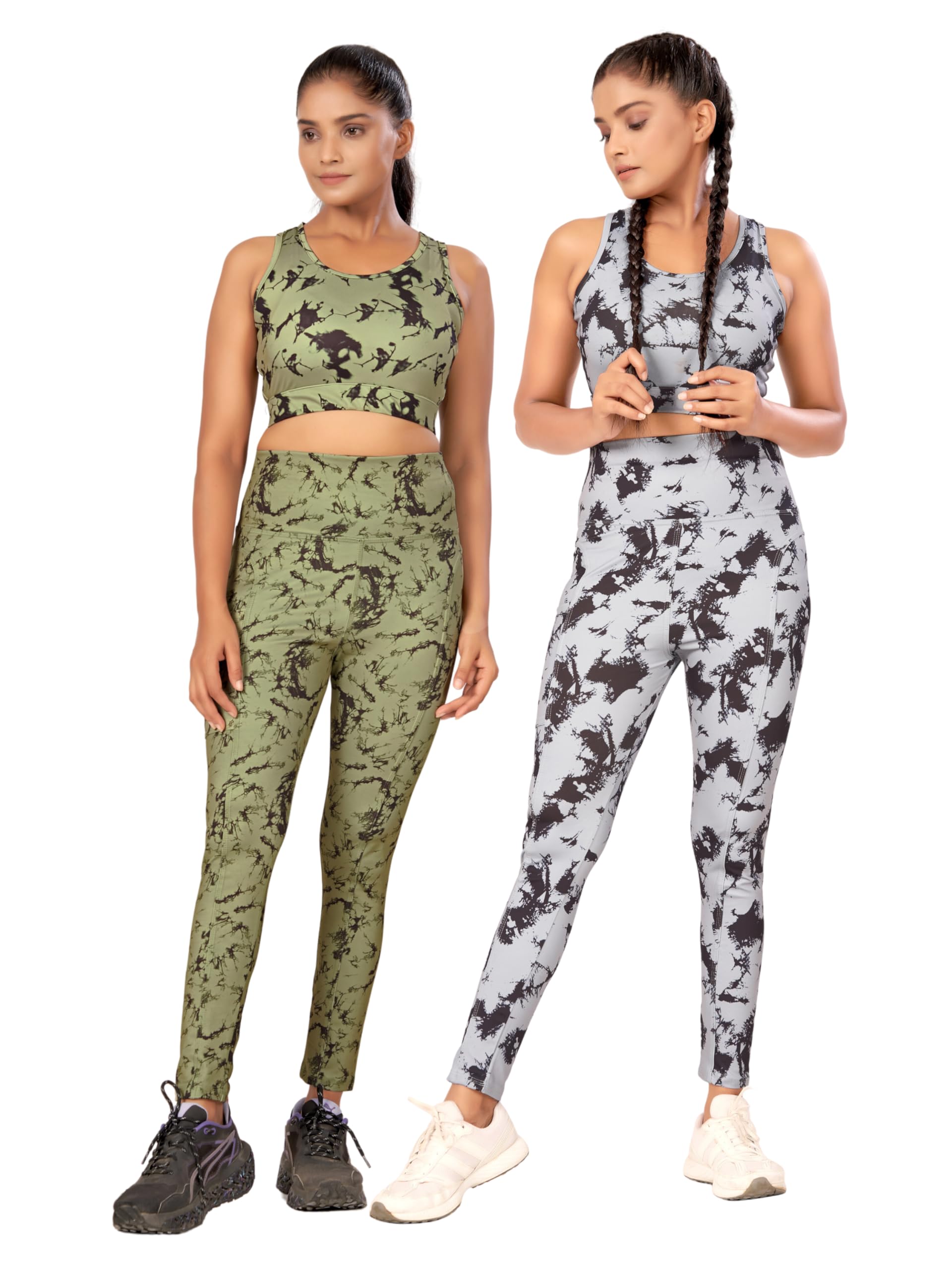Women's Polyester Blend Workout Top and Bottom Set with Round Neck Sleeveless and Standard Length | Stretchable Athletic Tracksuit For Gym | Yoga Suit | Fitness Activewear Daily Use-image-27