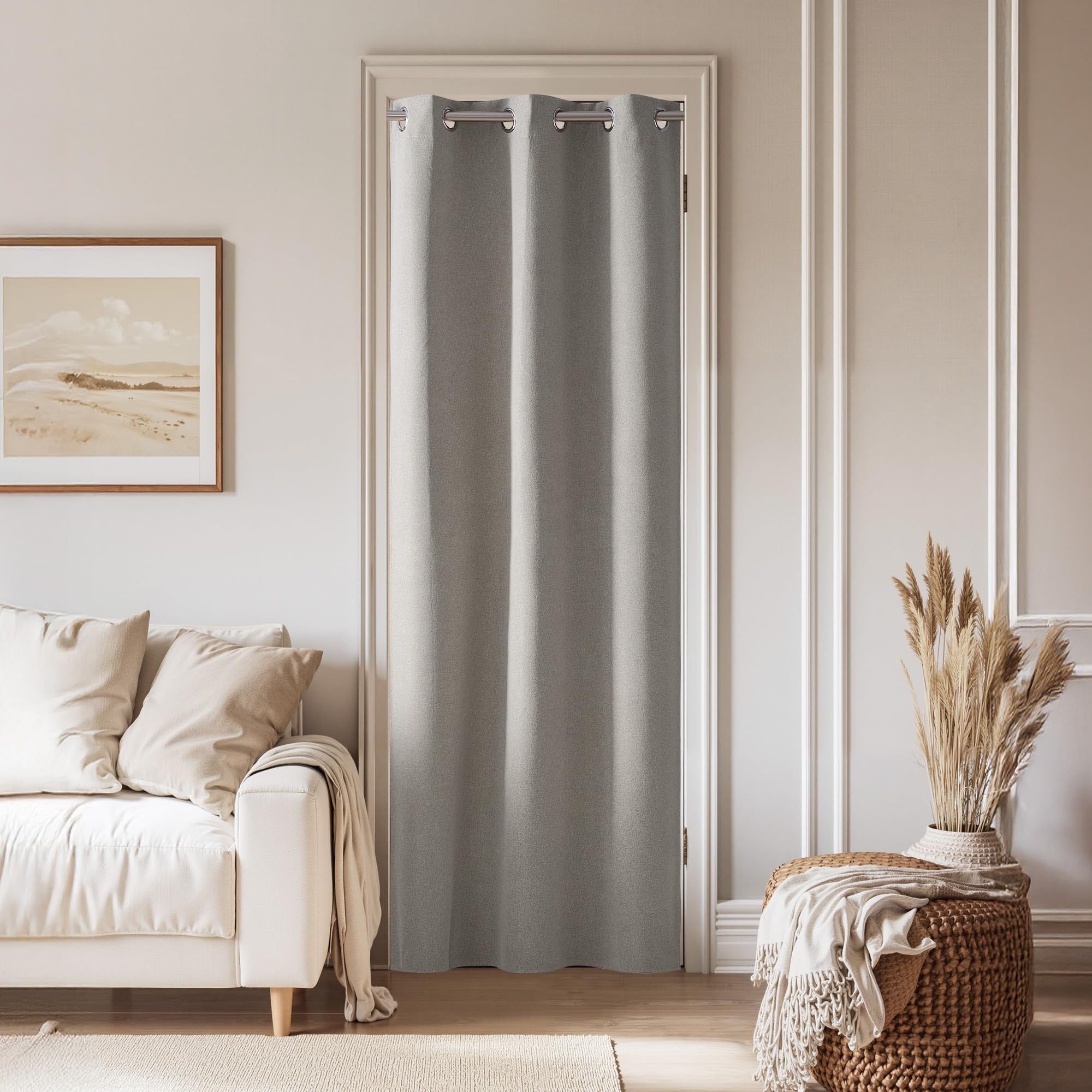 NICETOWN 100% Blackout Door Curtains for Doorway Privacy, Silver Grey