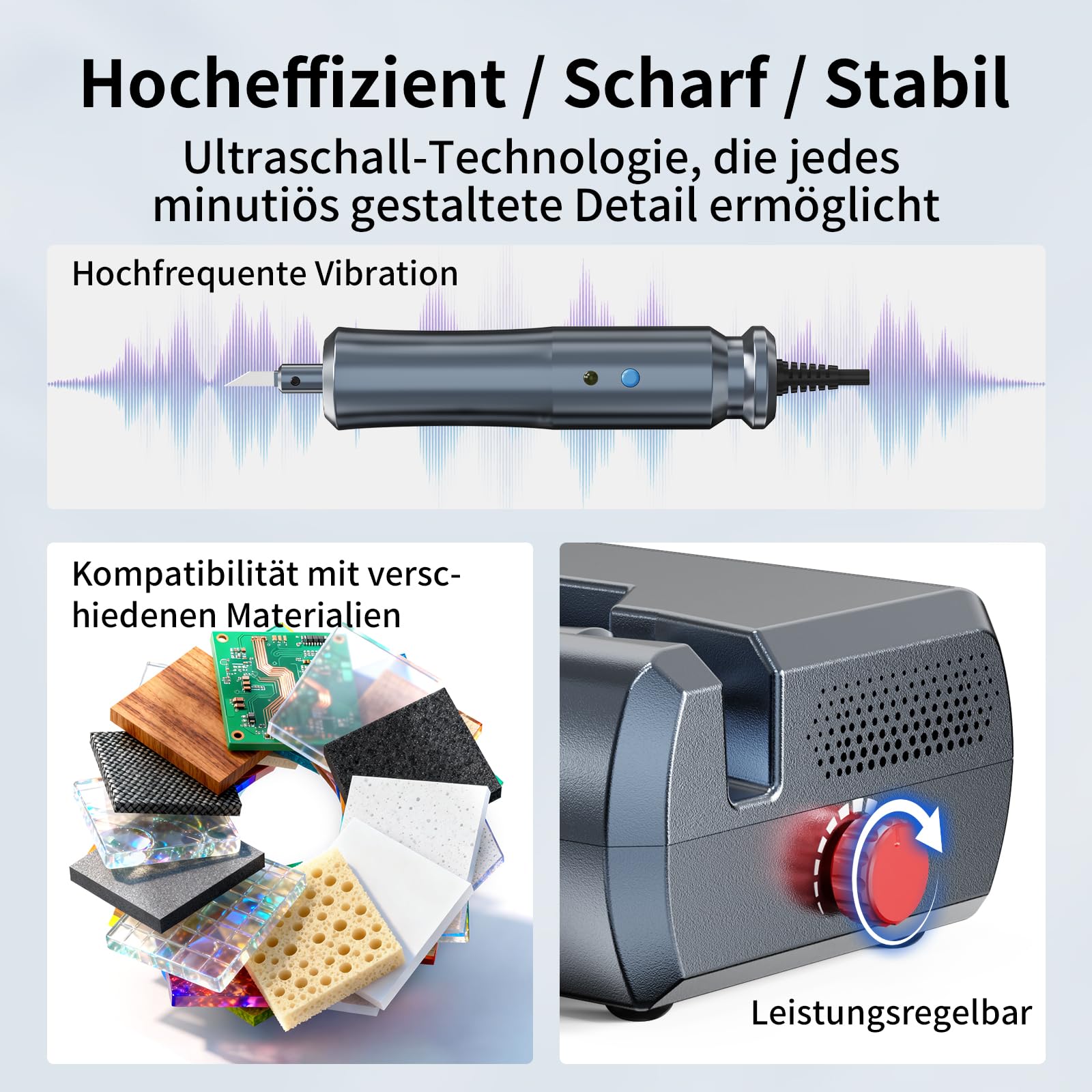 Ultraschallmesser U1 40W 40000Hz | Ultraschallschneider für präzise Schnitte an Leder, Holz, Plastik, Stoff und Karton, passend für DIY Projekte