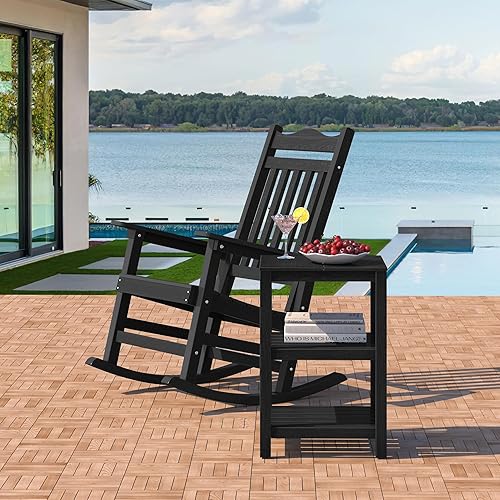 Miniatura 7 de DWVO Estante esquinero de 3 niveles de madera de polietileno resistente al agua, estante de baño para organizar mesita de noche rectangular, mesa