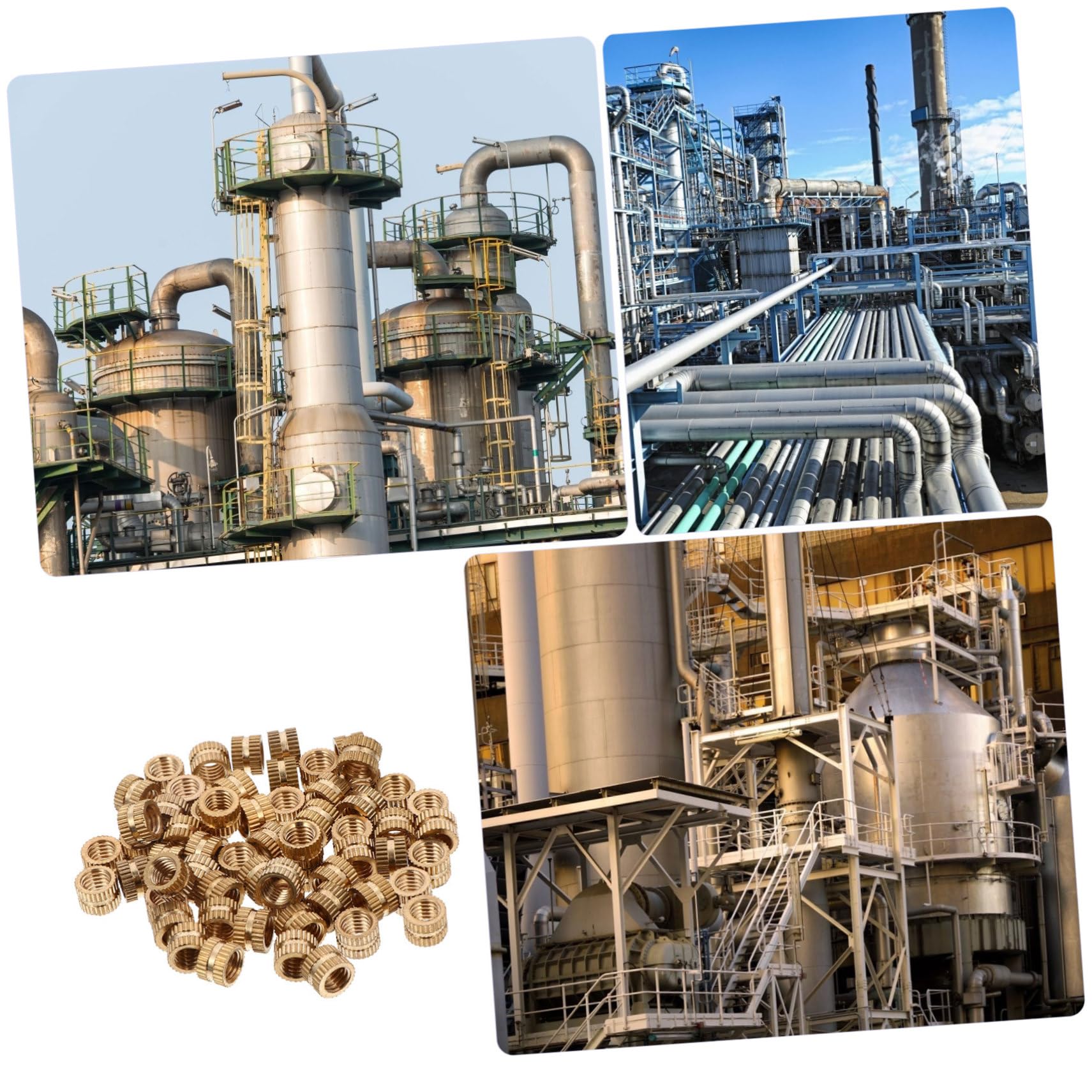 Unomor 2sets Knurled Nuts Brass Embedment Nut Set Threaded Inserts High Heat Resistance Easy Installation 60pcs*2