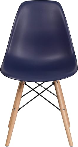 Miniatura 75 de Flash Furniture - Paquete de 2 sillas Elon Series de plástico negro con patas de madera Negro -,Gris (Moss