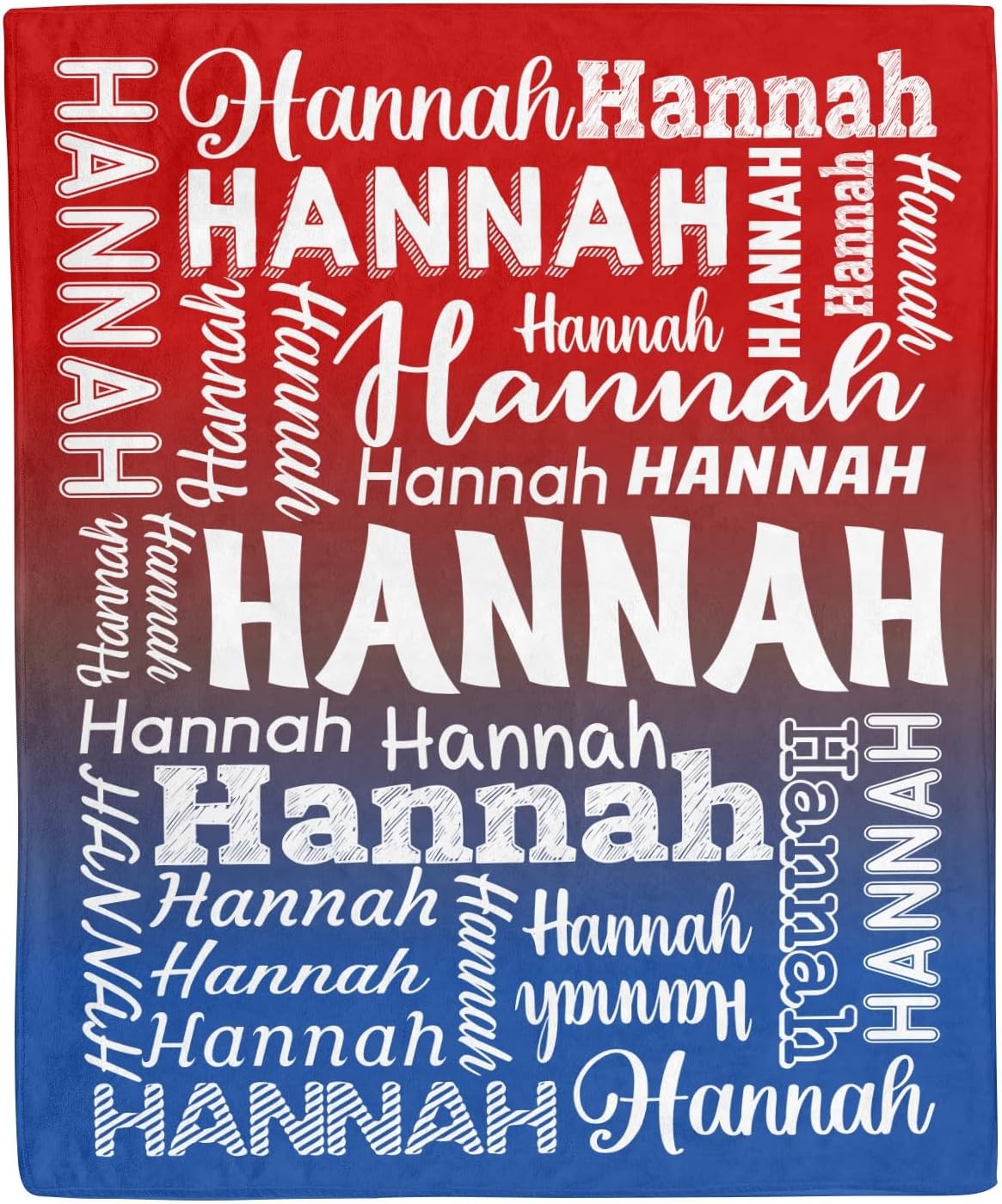 zaaprintblanket Red Blue Personalized Blankets with Name Custom Flannel Throw Blankets for Kids Adults Christmas Birthday Gift 60'' x 80''