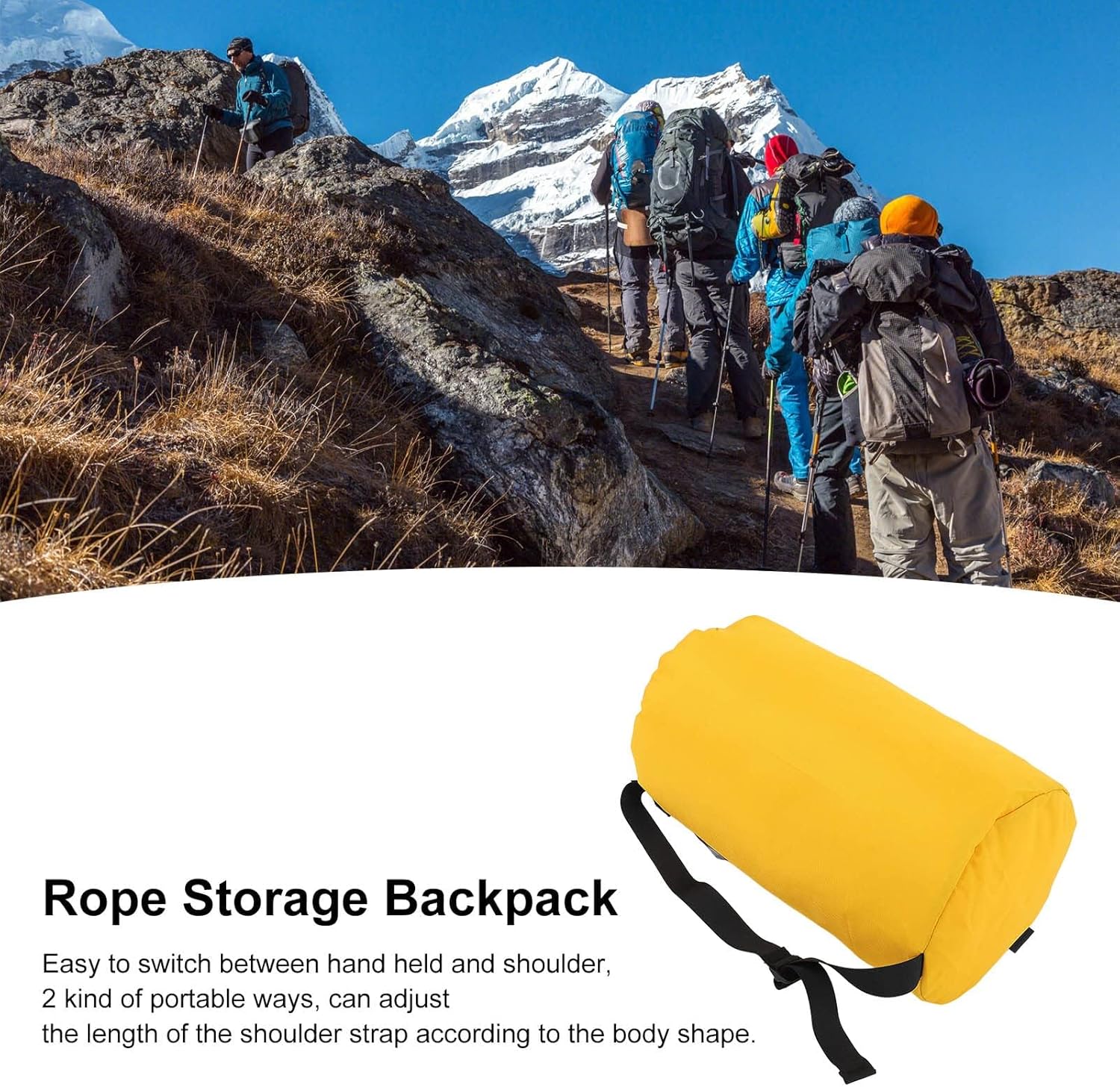 JEOZBM Climbing Rope Storage Bag, Outdoor Waterproof Rock Climbing Rope Shoulder Backpack, Multifunctional Large Capacity Rope Bag for Climbing Hiking Trekking(D Style 35L)