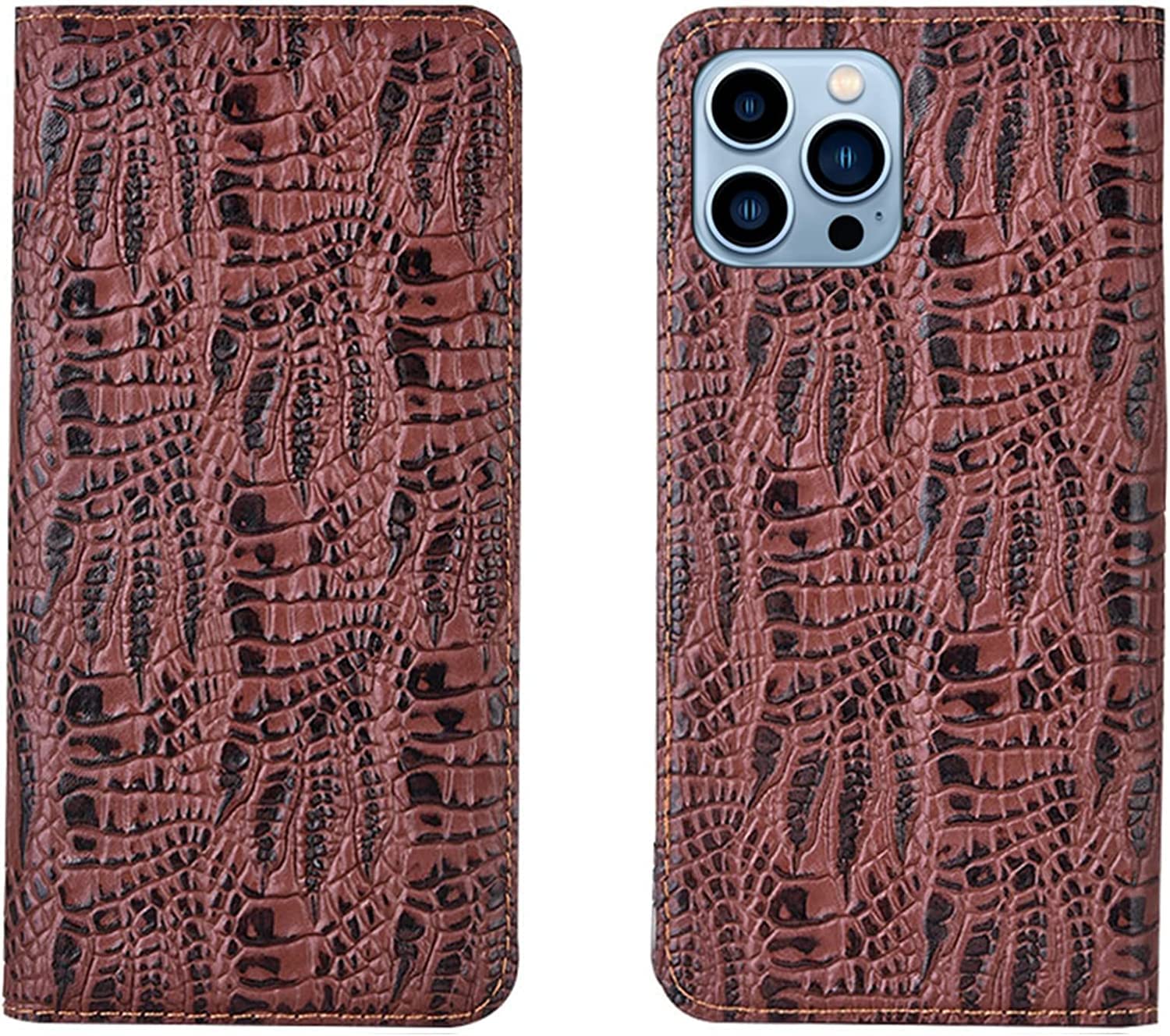 Étui portefeuille iPhone 13 Pro cuir véritable magnétique support