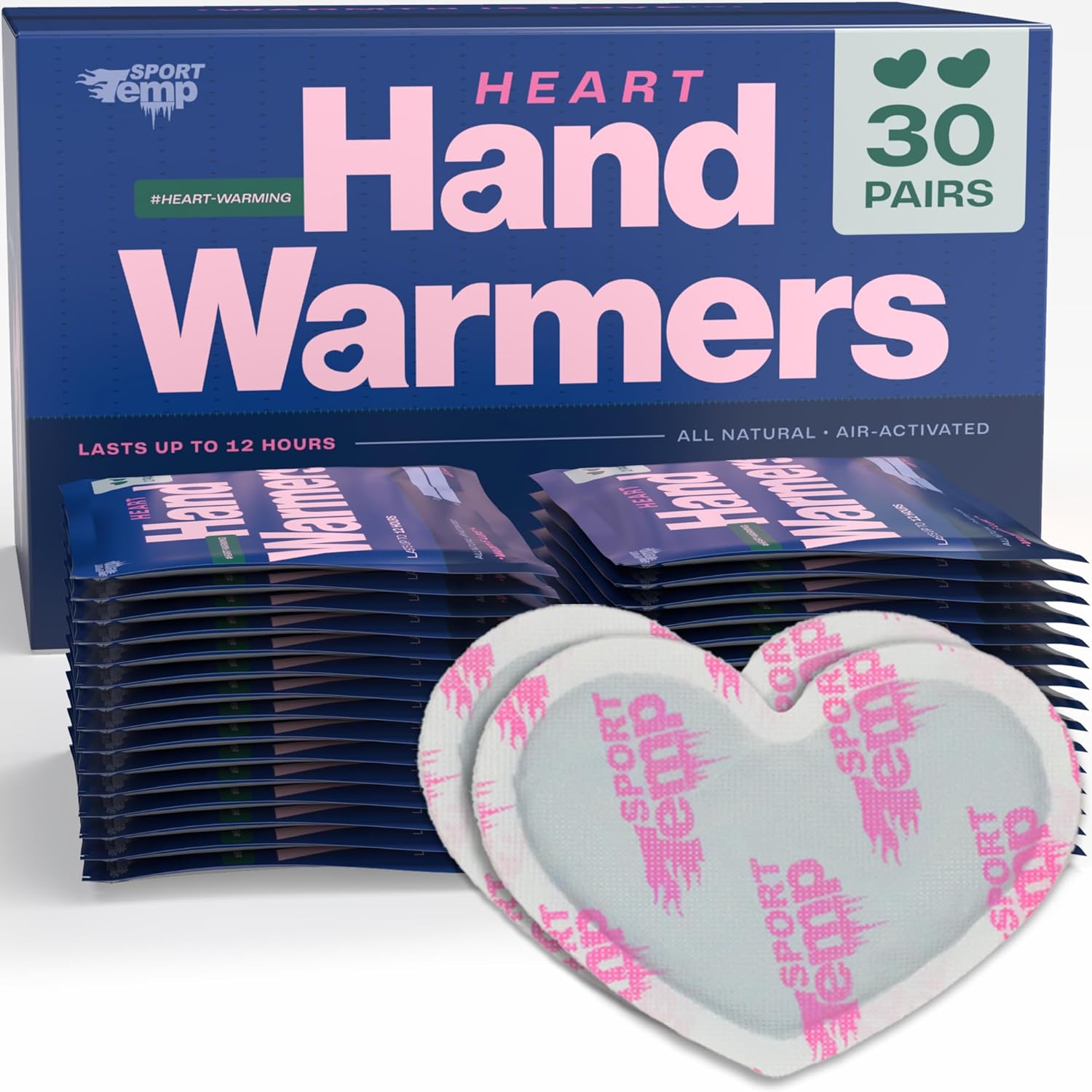 Heart Shape Hand Warmers - Up to 12 Hours of Heat, Super Long Lasting - Easy, All Natural - Air Activated, for Body & Hands - Odorless Hot Hand Warmer - Sport Temp