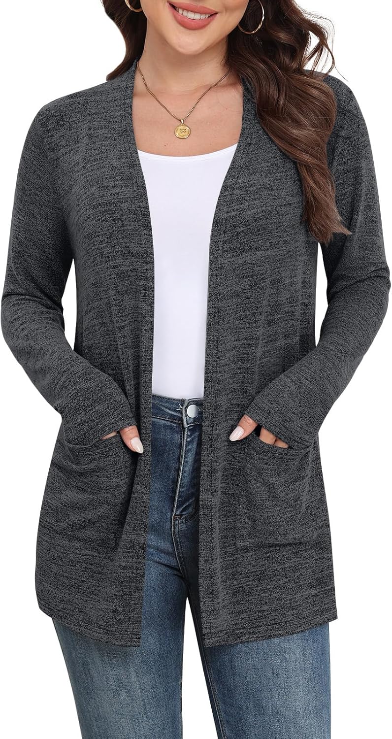 Yincro Womens Lightweight Cardigan Long Sleeve 0pen Front Casual Sweater Cardigans with Pockets