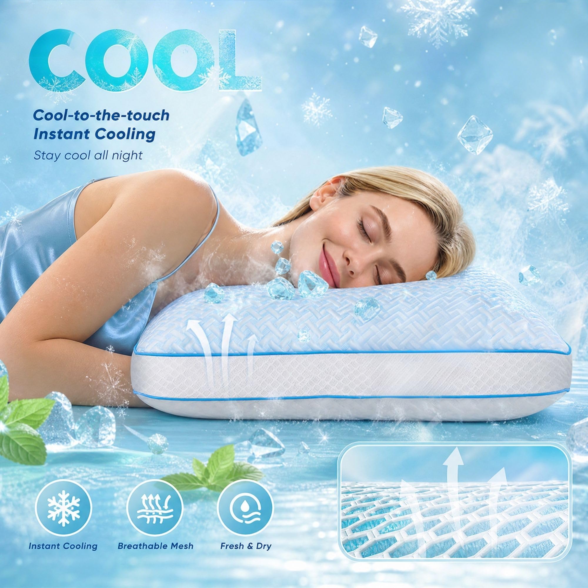 Set di 2 Cuscini Letto 40x80 cm, Cuscino Memory Foam Gel, Altezza Regolabile, Doppio Rivestimento Termoregolato, con Federa Rimovibile e Lavabile, Adatto a Tutte le Posizioni di Dormienza