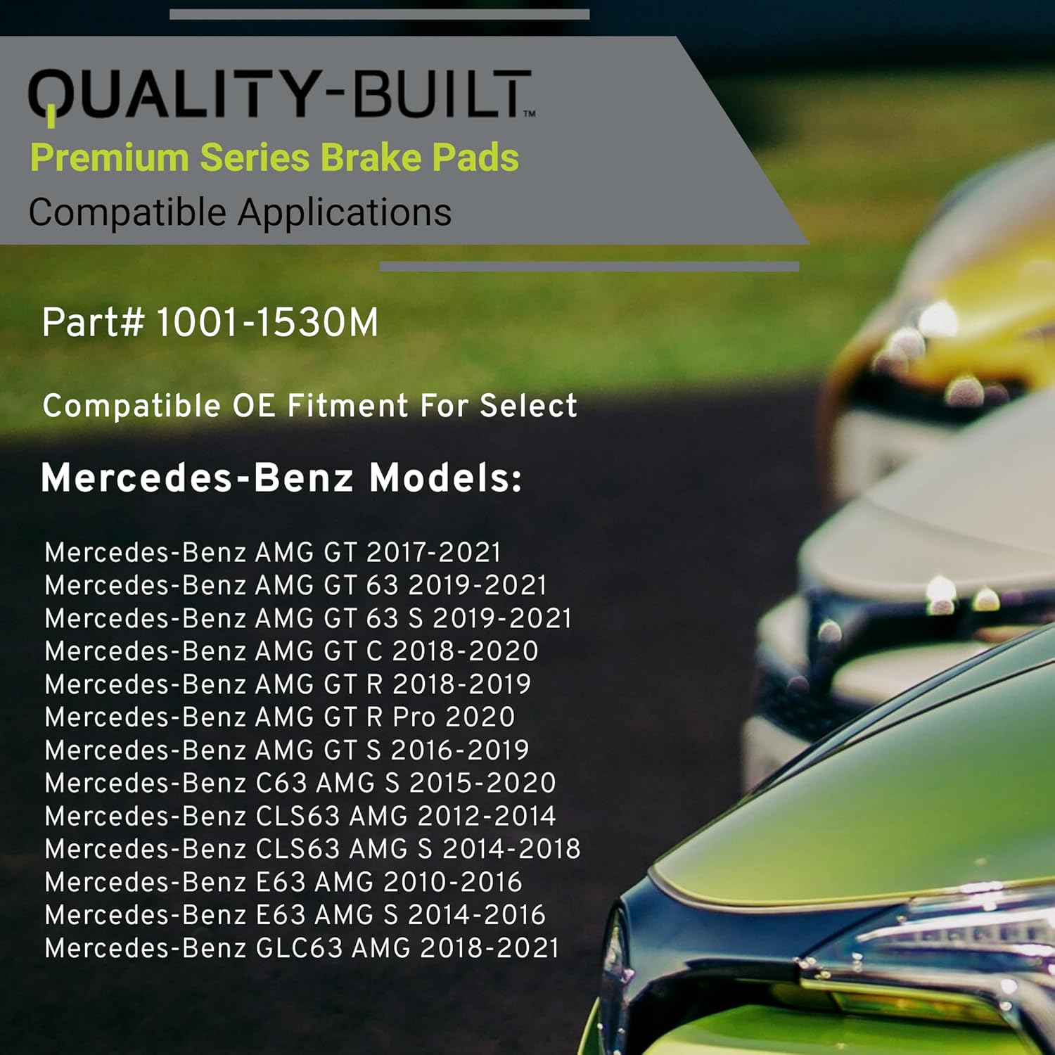QUALITY-BUILT Front Semi-Metallic Brake Pads, Premium 1001-1530M, Compatible with 2010-2021 Mercedes-Benz (AMG GT,AMG GT 63,AMG GT 63 S,AMG GT C,AMG GT R,AMG GT R Pro,AMG GT S,C63 AMG S,CLS63 AMG)