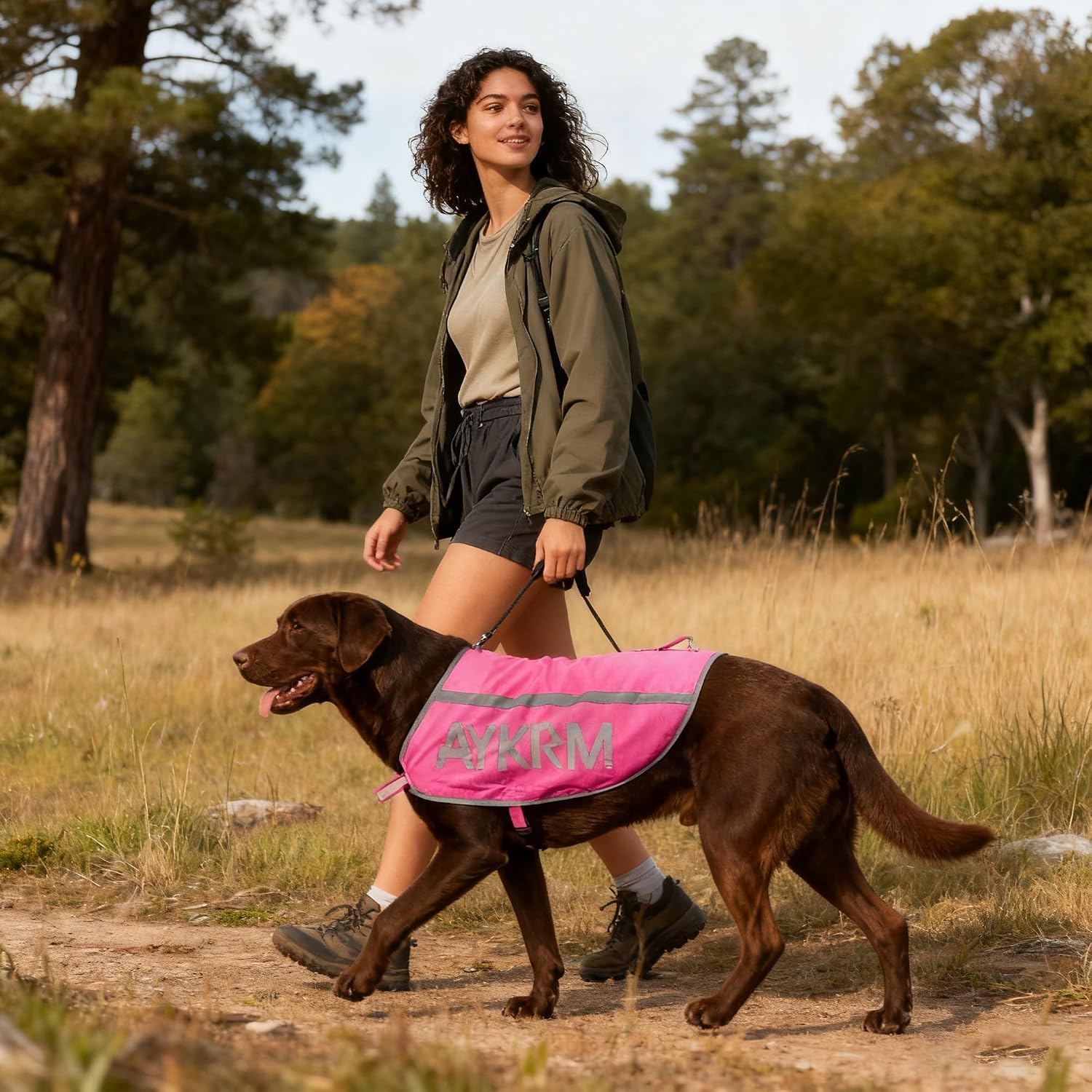 Pink Reflective Dog Vest for XLarge Breeds,High Visibility Dog Safety Vest Harness with Removable Bell Keep Safe from Hunting, Training & Cars Accidents image 5
