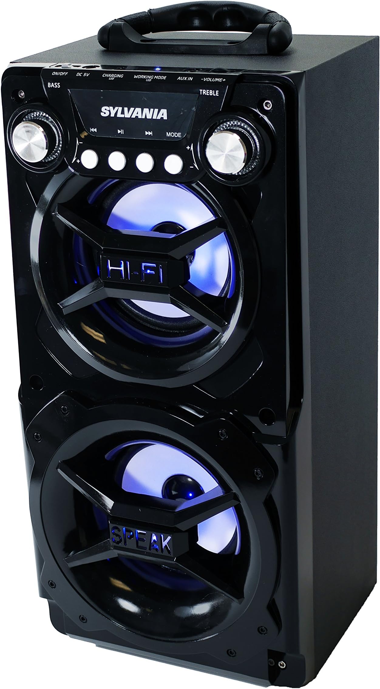 PROSCAN ELITE LEDVANCE Sylvania, Portable Speaker with Bluetooth, Connect to iPhone, iPad or Android, Double Subwoofer Heavy Bass, Perfect for Events, Black