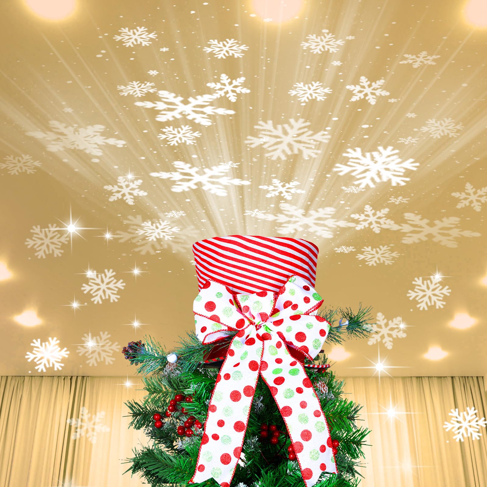 Amazon.com: Baquler Christmas Tree Topper Hat Lighted with Snowflake ...