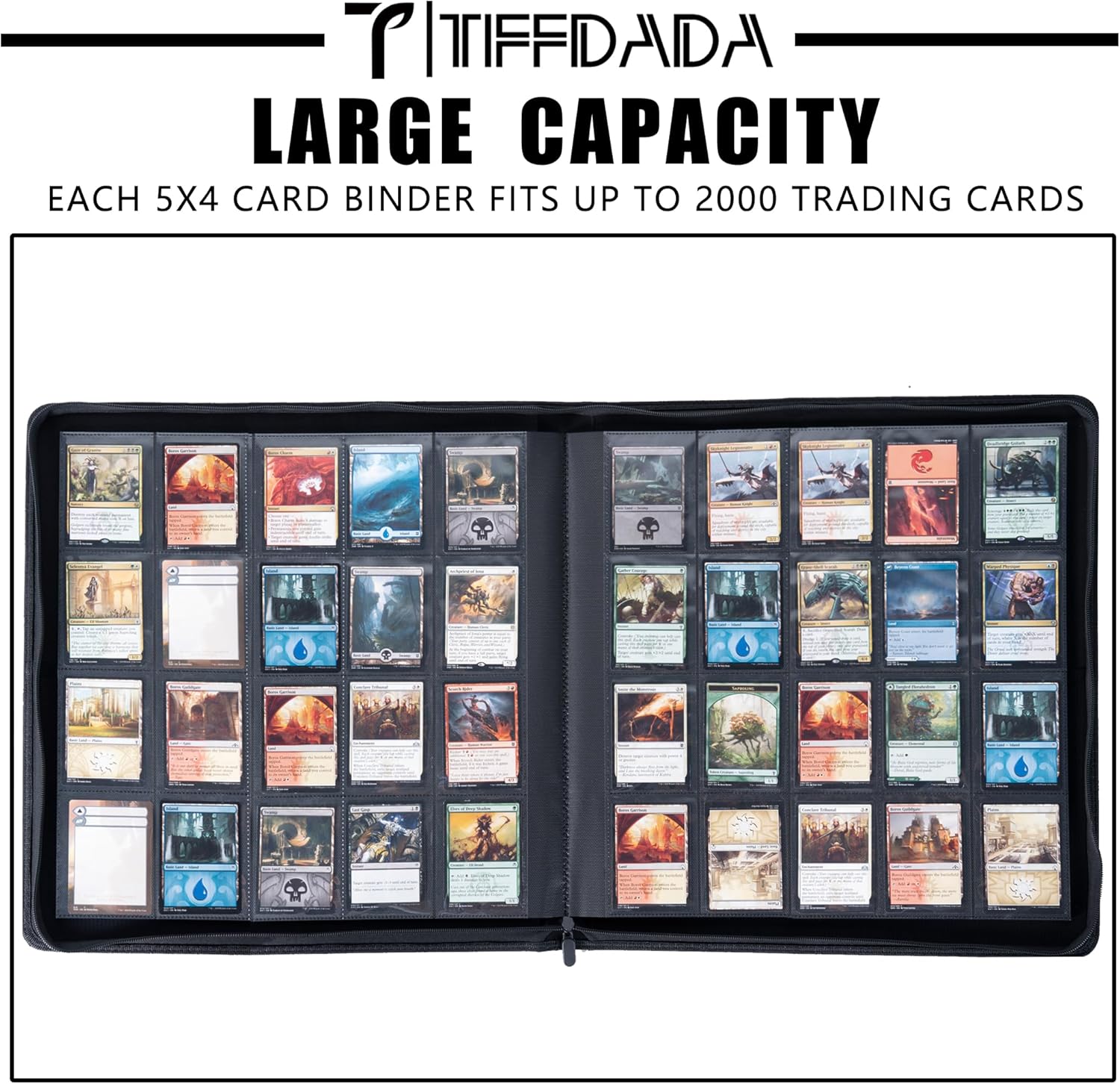 Premium Trading Card Binder,20 Pocket, Holds Up to 2000 Cards with Ringless 50 Double-Sided Sleeves, Label Design with a Pen, Side Loading Card Collection Album Folder with Zipper for TCG,Sports Cards