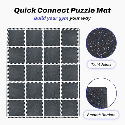 Miniatura 5 de AIRHOP Alfombrillas de equipo de ejercicio de 0.56 pulgadas de grosor, 96 pies cuadrados, 24 azulejos superiores de goma mejorados con espuma EVA de