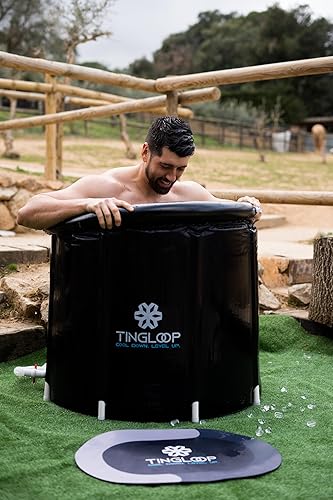 Miniatura 7 de Bañera de hielo para atletas con termómetro y cubierta bañera fría de 100 galones para recuperación, piscina de baño de hielo portátil de múltiples