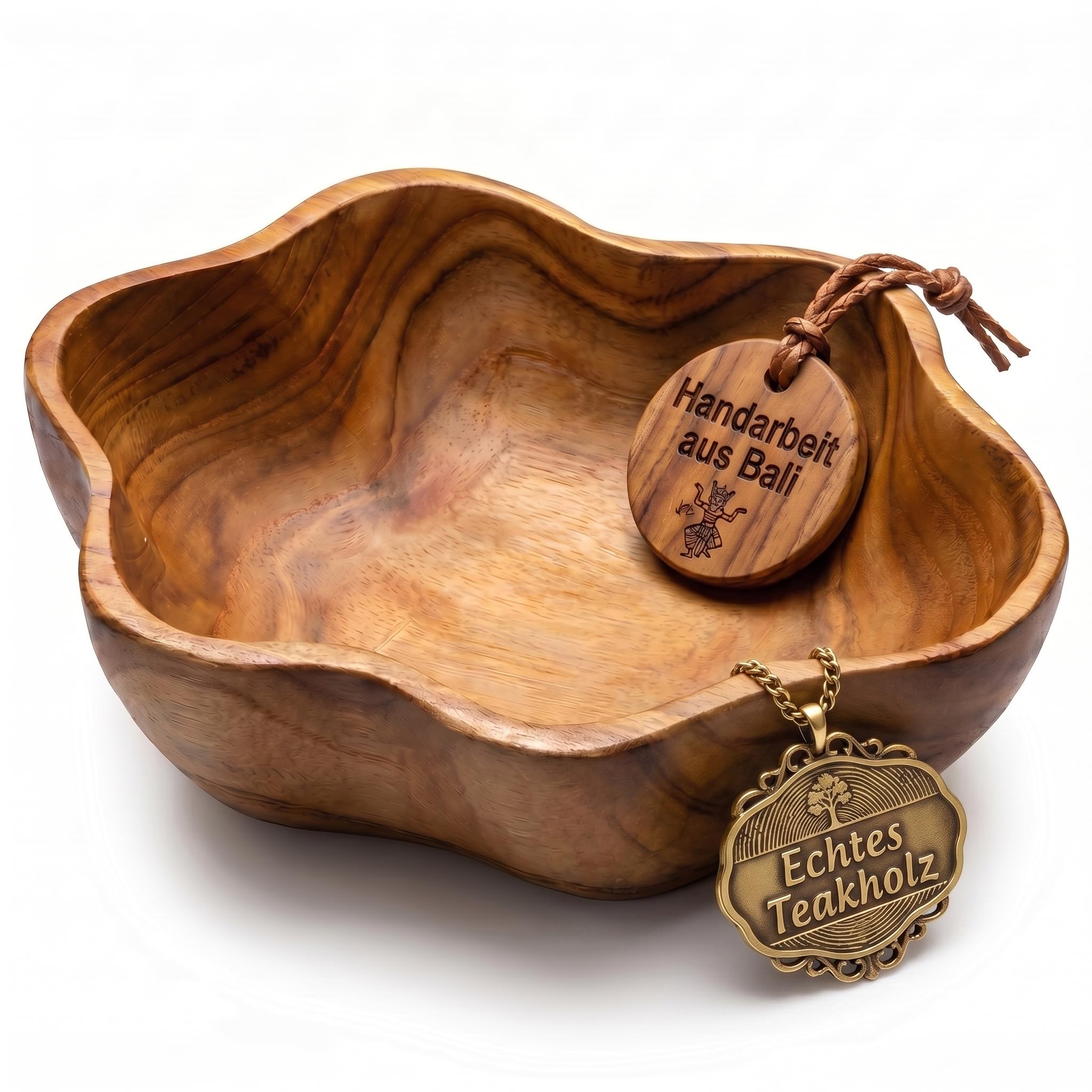 Wykwintna miska drewniana 20 cm drewno tekowe dekoracja drewno misa ręczna Bali Teak 07