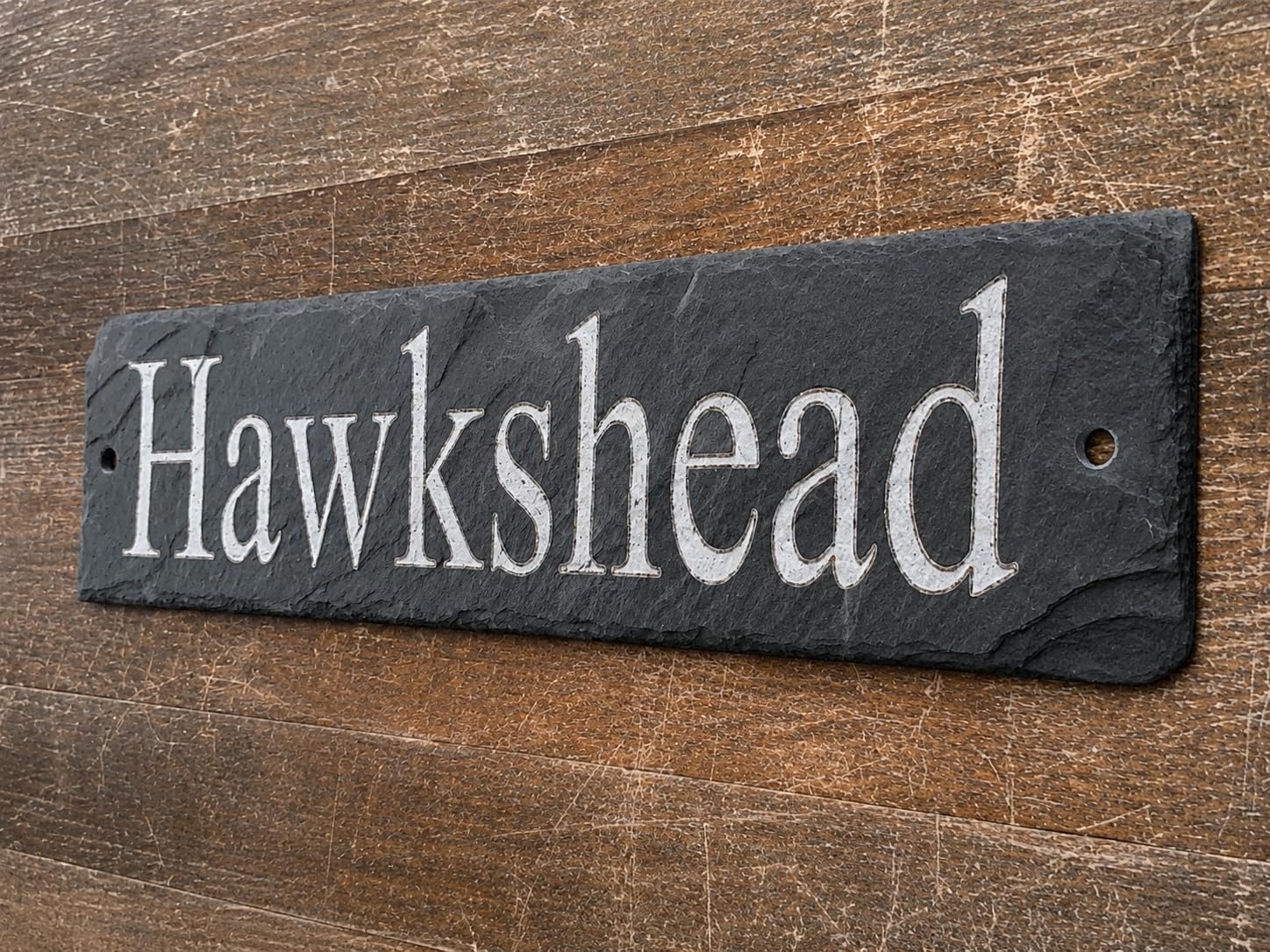 Customised Natural Slate House Sign 45cm x 10cm – Traditional Rustic Engraved Slate Plaque for Outdoor Walls, Gates & Entrances – Personalised British Made House Sign