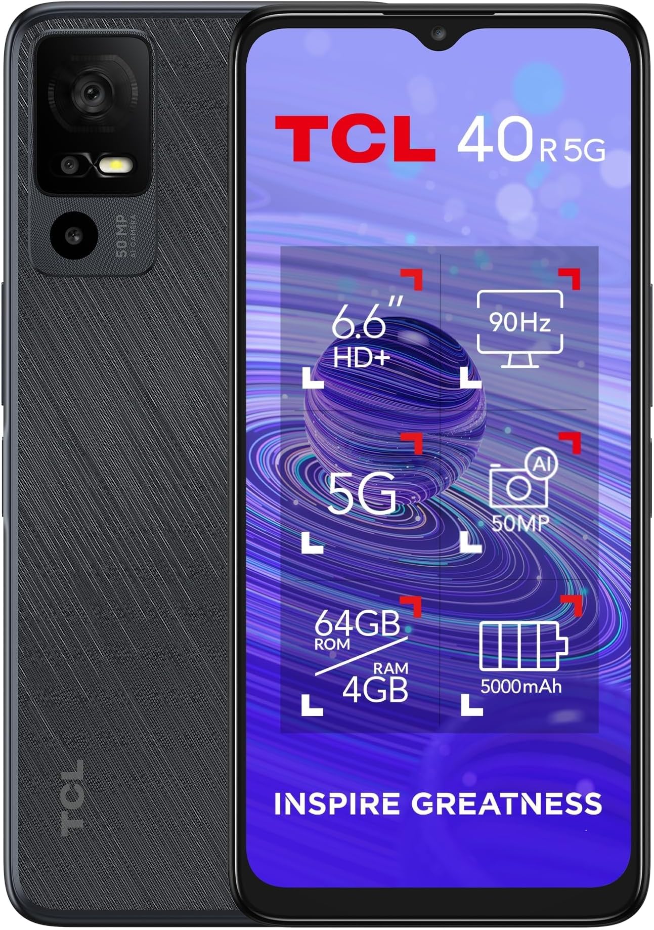 40 R 5G 16.8 cm (6.6") Hybrid Dual SIM Android 12 USB Type-C 4 GB 128 GB 5000 mAh Black - AMAZON EXCLUSIVE