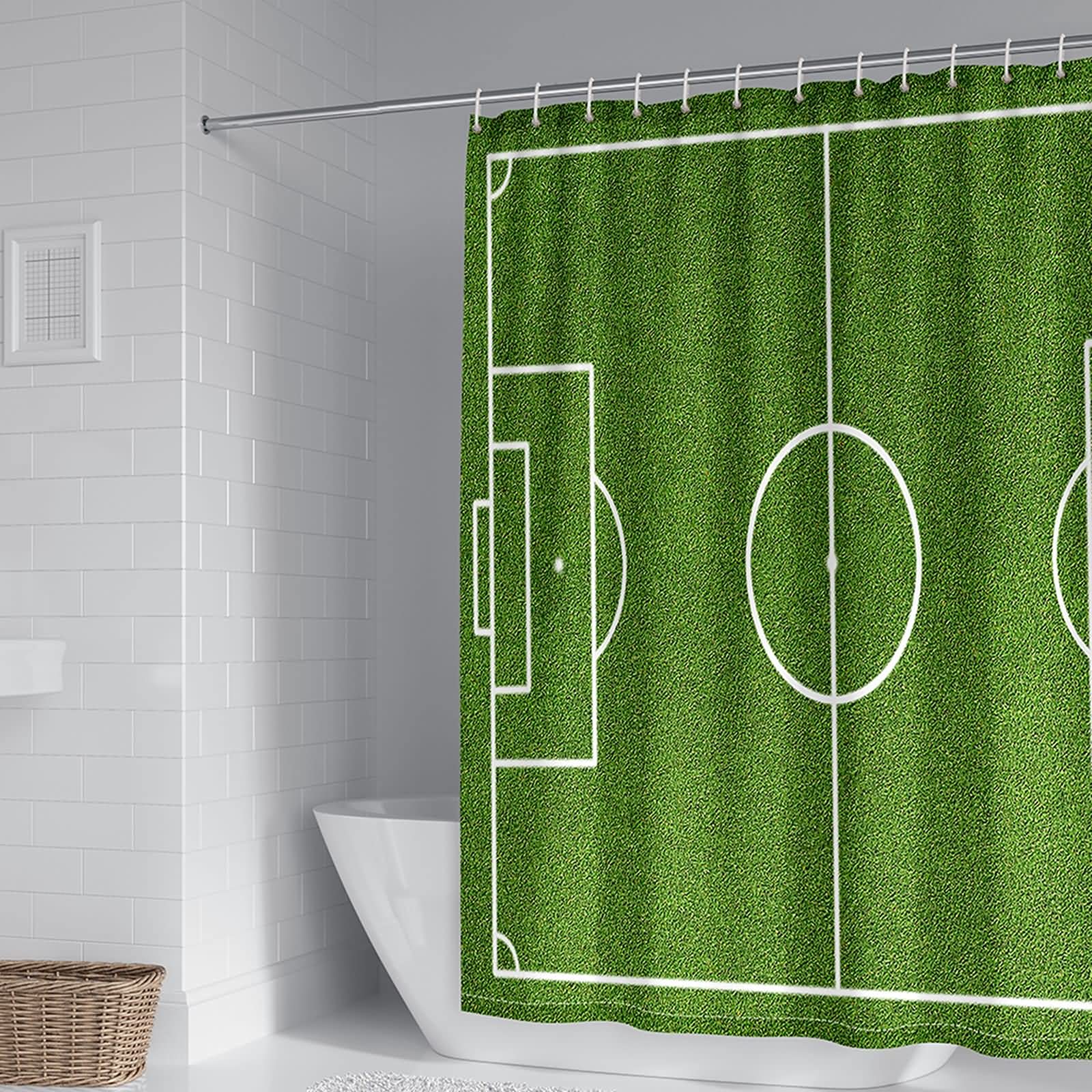 Rideau de douche terrain de football KnSam en polyester anti moisissure 150x200cm avec crochets
