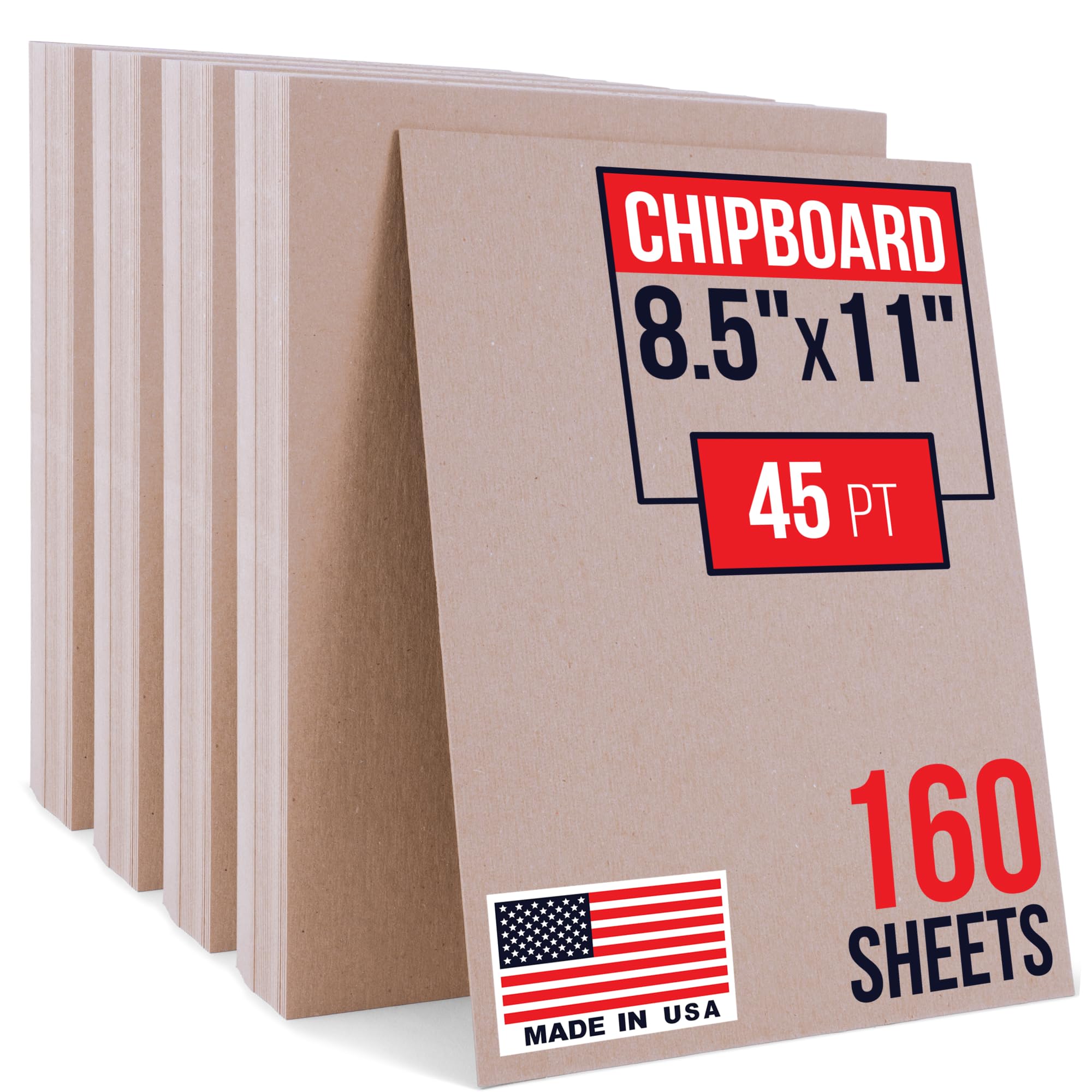 21,6 x 27,9 cm, braune Kraft-Spanplatten, 45 Stück, hergestellt in den USA, robuste, extra dicke Spanplatte (160 Stück), langlebige Spanplatte für Bilderrahmen, Buchumschläge