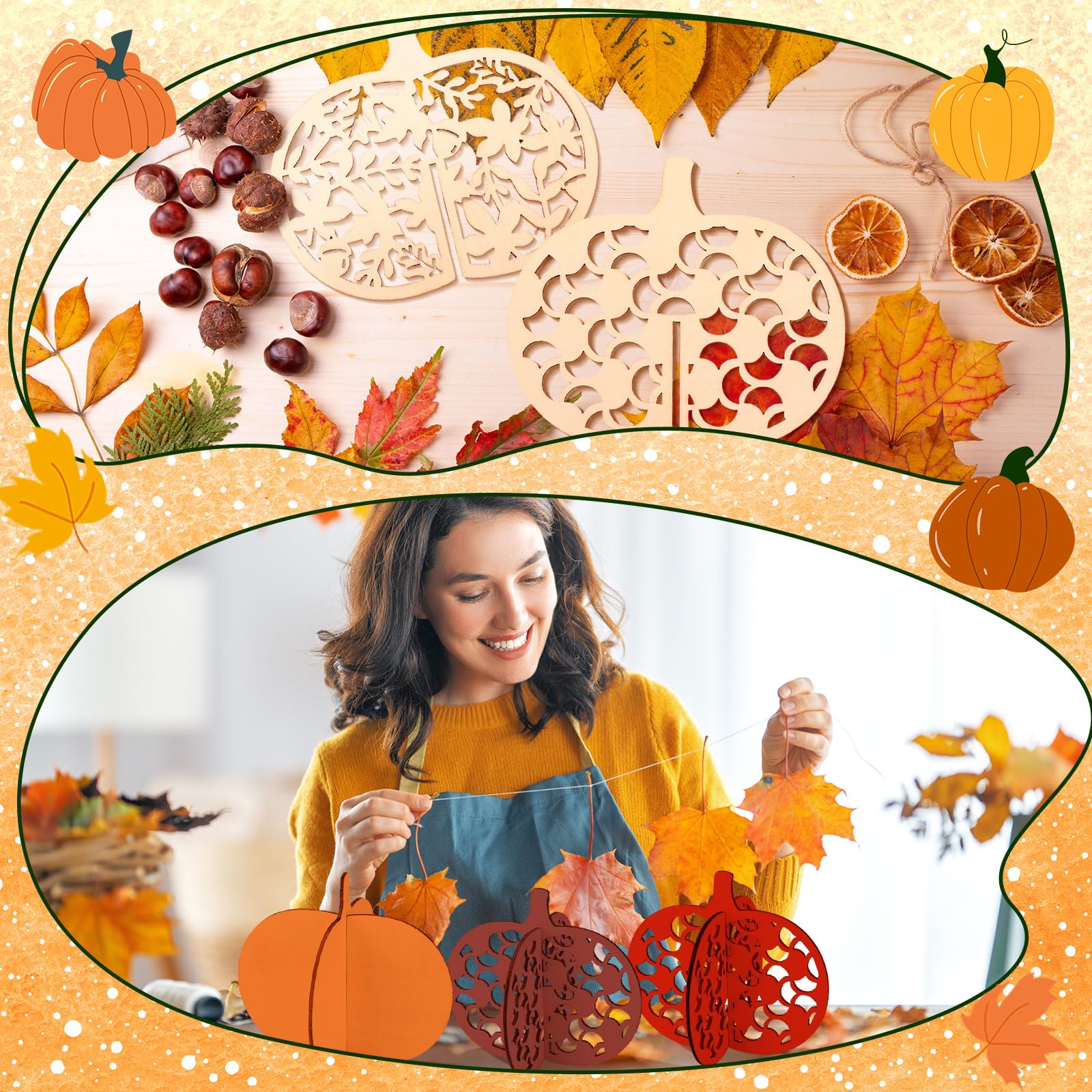 Amazon.com: Blosssound 48 Pcs Fall Craft Set 36 Wood Pumpkin