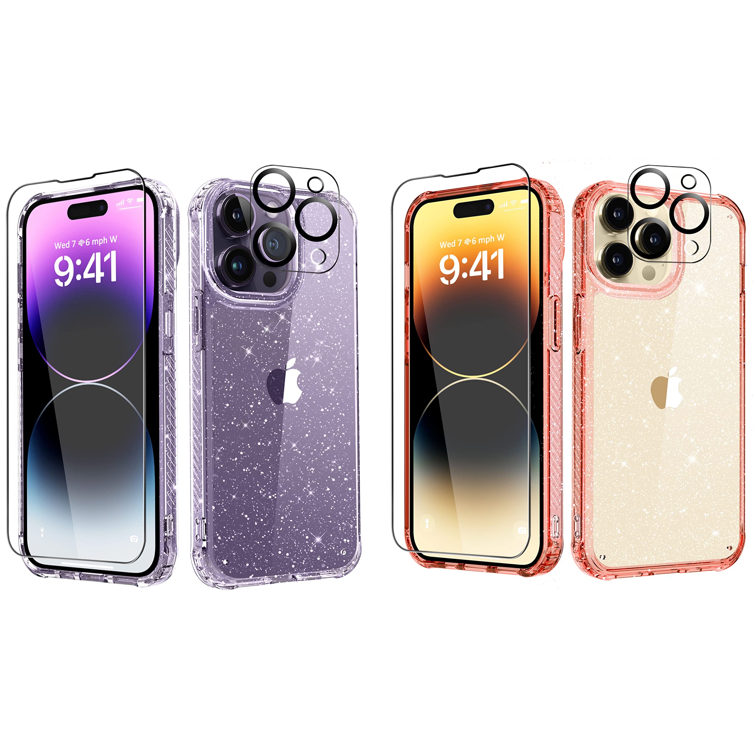 MIODIK Bundle - Compatible with iPhone 14 Pro Max Clear Glitter Case (Twinkle Clear) + iPhone 14 Pro Max Clear Glitter Case (Twinkle Pink) (2 Items Bundle)…