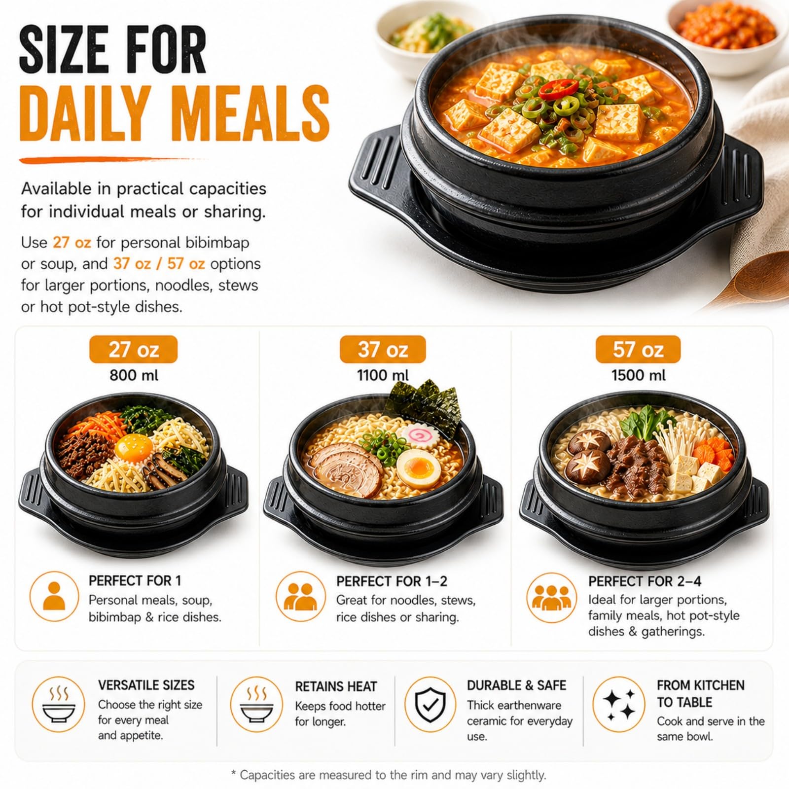 Dolsot Bibimbap miska z kamionki koreańska garnek ceramiczny Donabe Ttukbaegi 800 ml