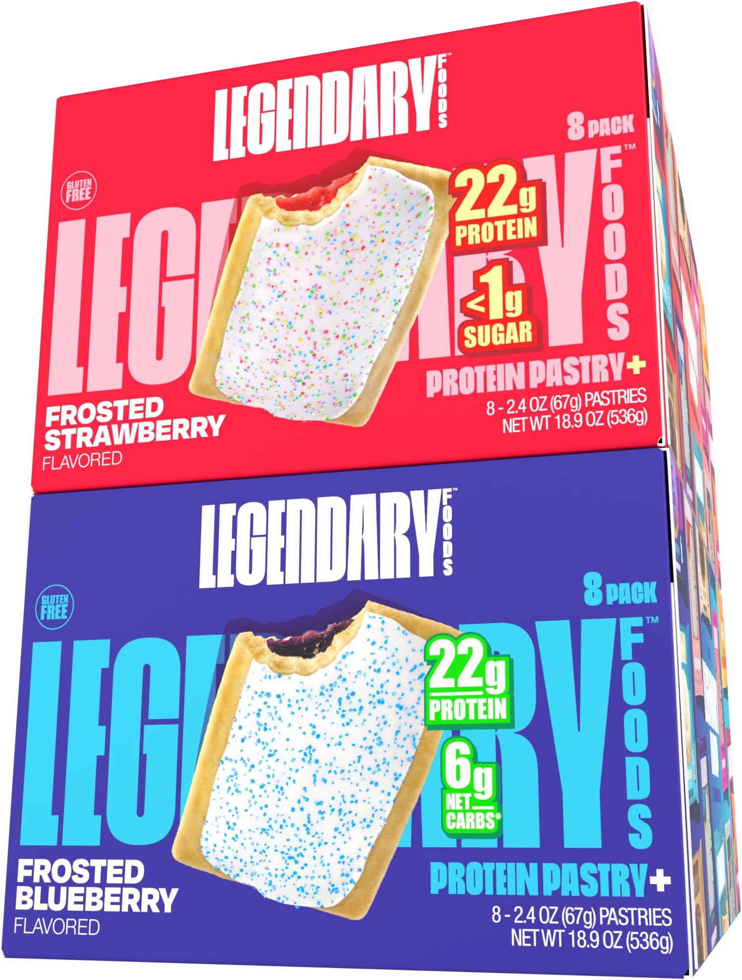 22 g Protein Pastry Bundle - Low Carb Meal Replacement Bar - Gluten Free Protien Snacks - Healthy Keto Snack Box - Low Sugar Energy Bars - Bariatric Diabetic Friendly 16 Pack