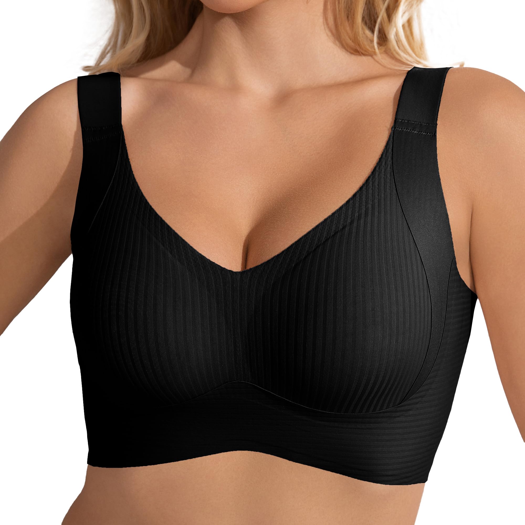 Fittingirls Reggiseno Plus-Size Senza Ferretto con Supporto, Traspirante Coppe Imbottite Copertura Totale Adattabile - per Uso Giornaliero