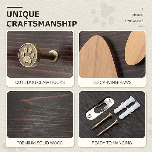 Miniatura 10 de MTERSN Soporte para llaves de pared de granja, colgador decorativo para correa de perro montado en la pared y perchero con 5 ganchos únicos 3D de