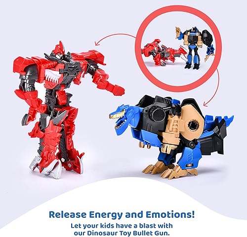 Miniatura 5 de Dazmers Paquete de 2 pistolas Nerf de dinosaurio para niños pequeños, balas de espuma de dinosaurio, pistola de dardos de dinosaurio Nerf Cool