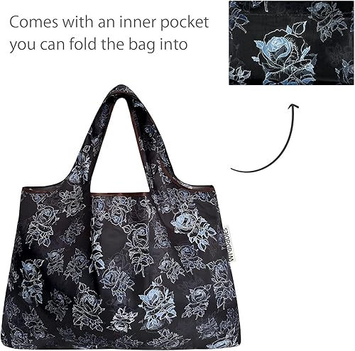 Miniatura 10 de allydrew P73983 - Bolsas de comestibles reutilizables de nailon plegables grandes y pequeñas, juego de 2