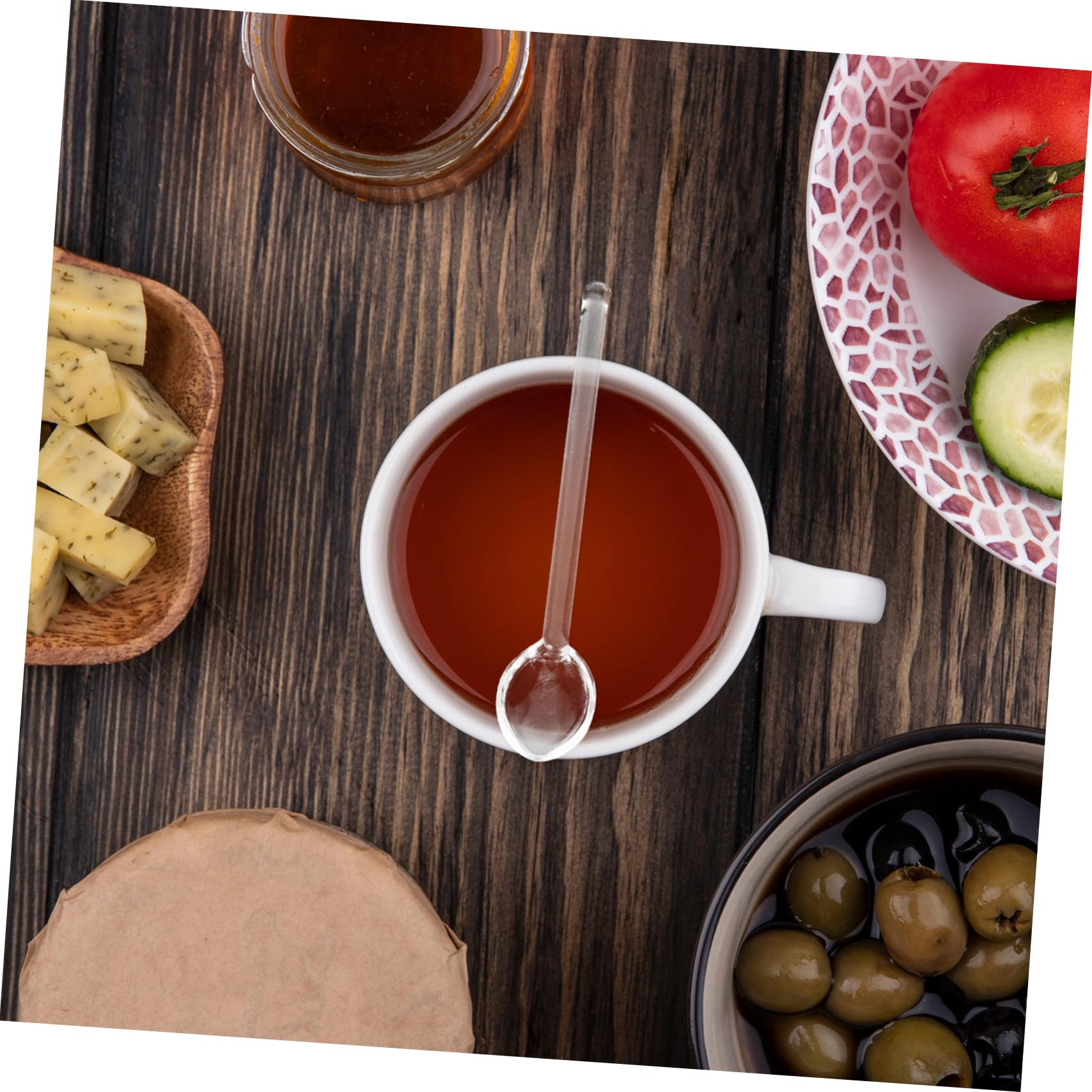 Cabilock 15piezas Cucharas De Vidrio Para Café y Postres Agitadores De Bebidas Resistente Altas Temperaturas Para Hogar y Restaurantes