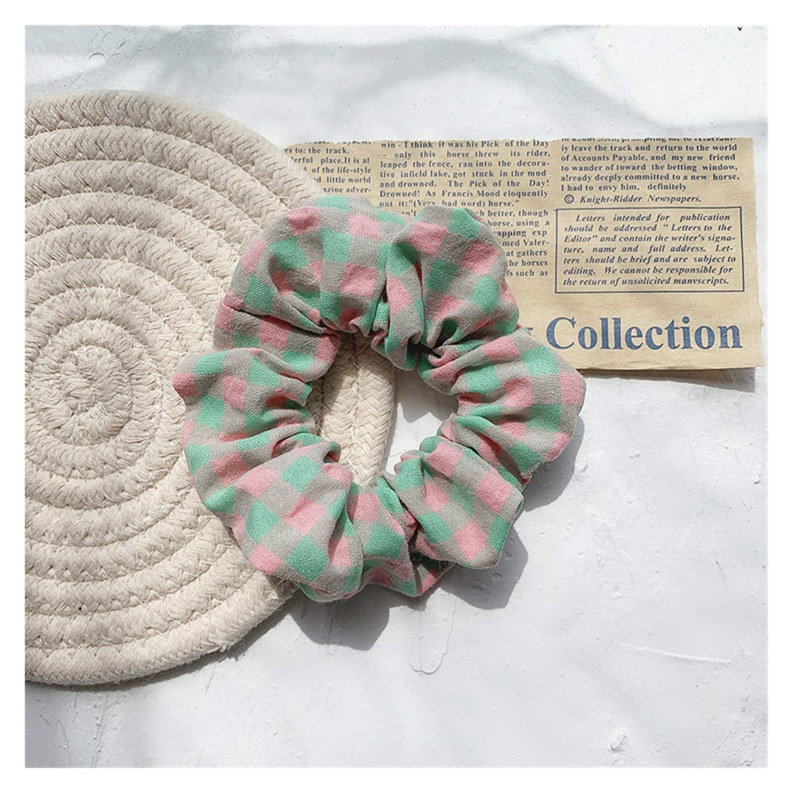 Elastyczna lina Hairband Floral Scrunchies Gumki do włosów Elastyczna opaska w jednolitym kolorze Kobiety Dziewczęta Nakrycia głowy Kucyk Holder Akcesoria do włosów (kolor: czerwony) (czerwony)