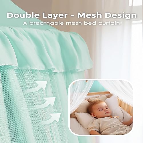 Vista 9 de Toldo de cama grande con luces de estrellas, toldo de doble capa para cama, tienda de campaña de princesa para habitación de niñas, toldo