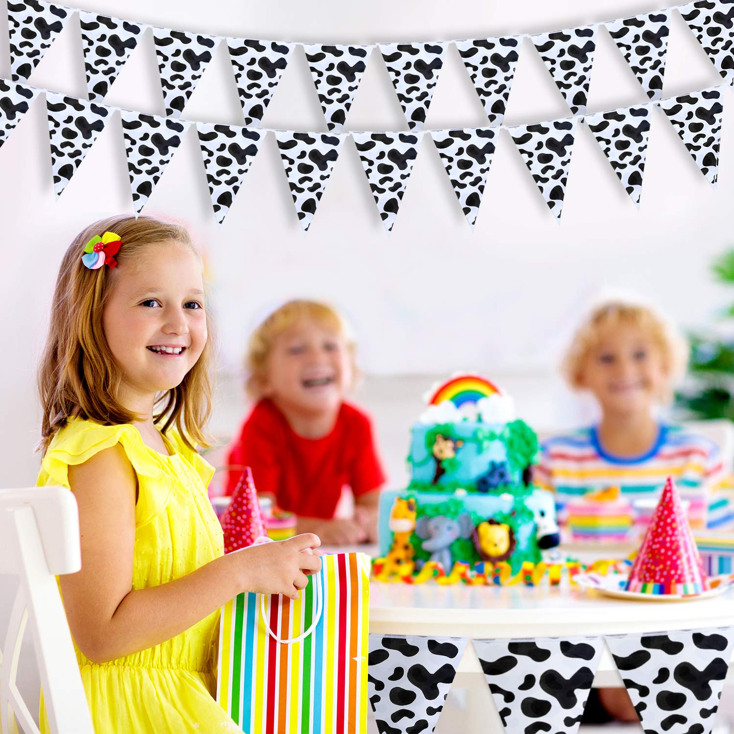 141 PCs Highland Cow Birthday Decorations Girl, Hombae Floral Retro Pink Brown Cattle Farm Animal Birthday Party Decorations Backdrop Balloon Garland Banner Tablecloth Cake Cupcake Toppers