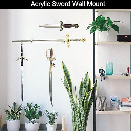 Miniatura 6 de Cosmos 1 juego de soporte de pared de espada acrílica, soporte de pared para espada, soporte de pared para exhibición vertical u horizontal, espada