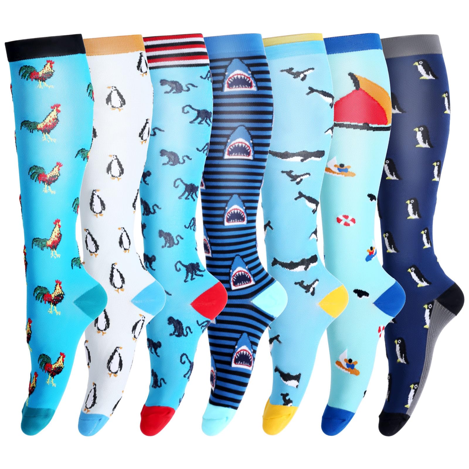 7-Pair Marine Animal Compression Stockings