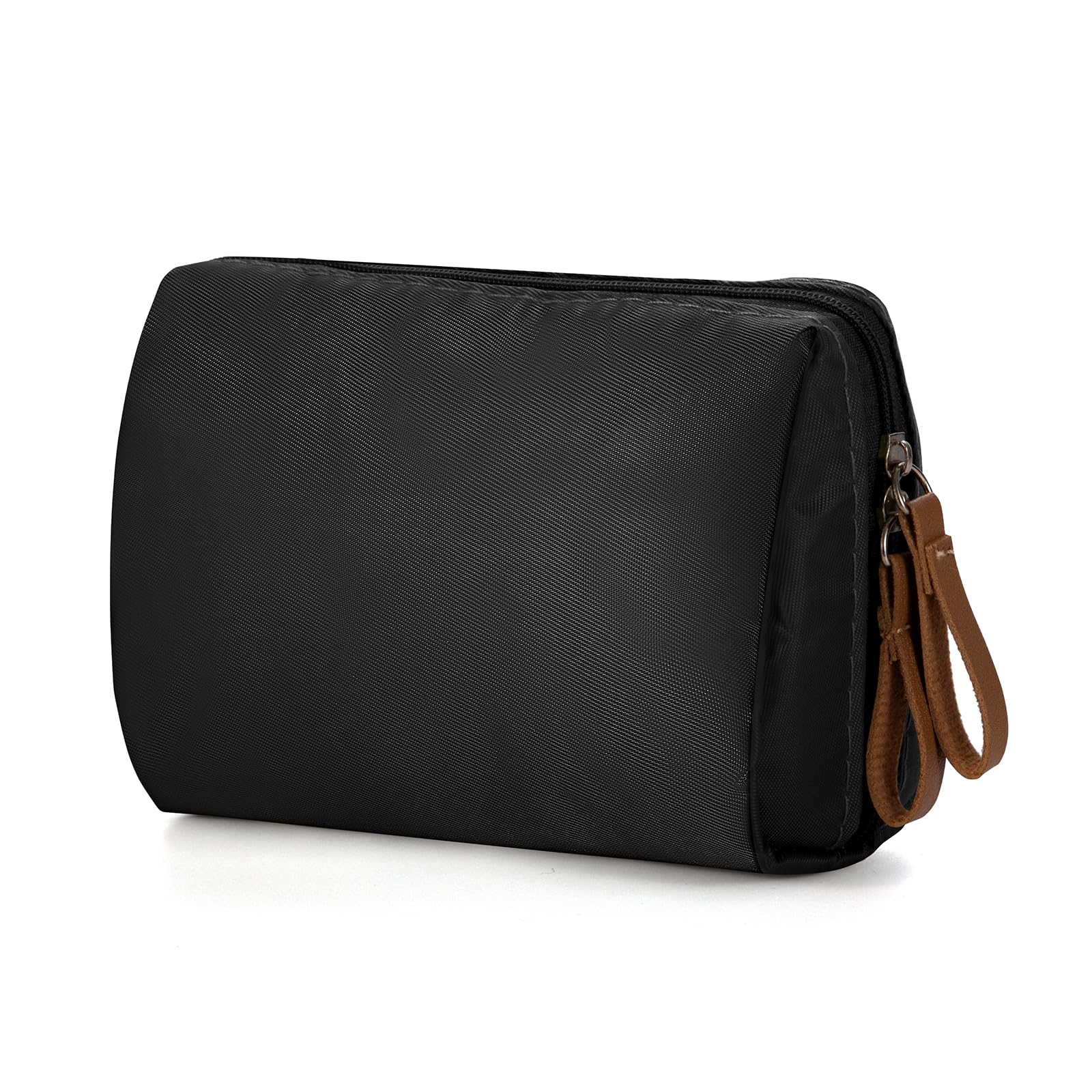 ZLLkeji Pequeña Bolsas de Maquillaje de Viaje Bolsa de Cosméticos Portátil con Cremallera Multifunctional Organizador para Viaje Impermeable Diseño de Apertura Negro